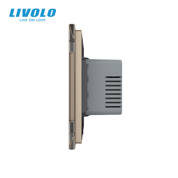 Розумний Wi-Fi терморегулятор LIVOLO сенсорний для електричної теплої підлоги, золотий, скляна панель VL-C7FCQ1Z2/XQ001-2AP фото