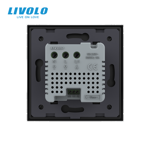 Розумний Wi-Fi терморегулятор LIVOLO сенсорний для електричної теплої підлоги, чорний, скляна панель VL-C7FCQ1Z2/XQ001-2BP фото