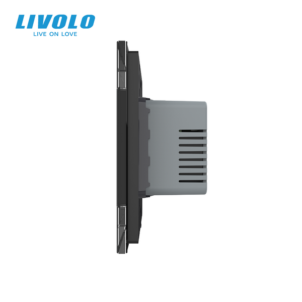 Розумний Wi-Fi терморегулятор LIVOLO сенсорний для електричної теплої підлоги, чорний, скляна панель VL-C7FCQ1Z2/XQ001-2BP фото