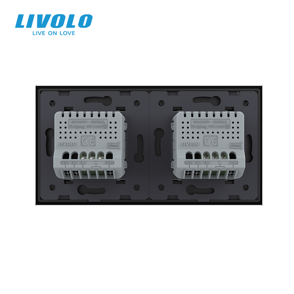 Розумний сенсорний (дотиковий) вимикач LIVOLO 2 клавіші (1-1) чорний скло Wi-Fi VL-C7FC1Z2/FC1Z2-4BP фото